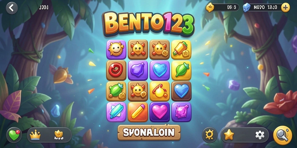 Tampilan utama gameplay BENTO123 yang menampilkan keseruan dalam mencocokkan item.