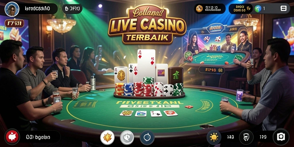 Screenshot gameplay F7F7 yang menunjukkan dealer profesional dan suasana Live Casino.