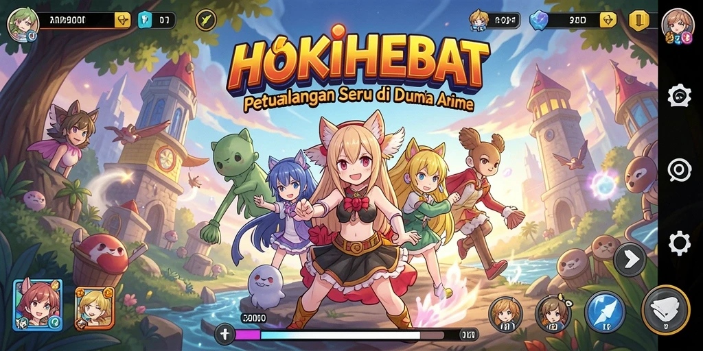 Tampilan gameplay HOKIHEBAT menampilkan pertarungan seru di dunia Anime.