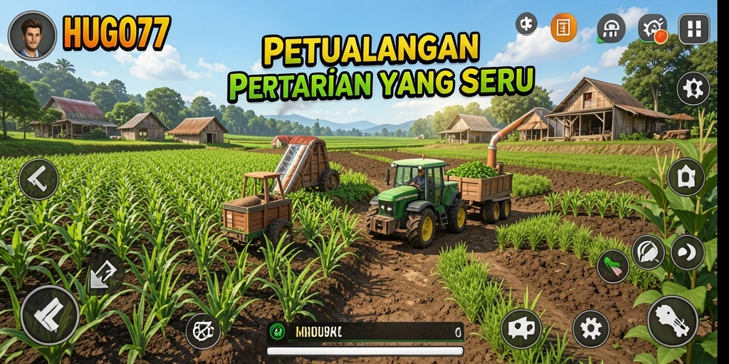 Gameplay seru HUGO77 dengan aktivitas bertani yang menyenangkan.
