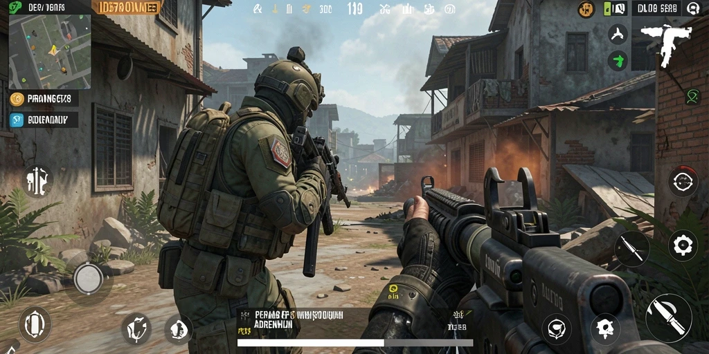 Tangkapan layar menampilkan aksi mendebarkan dari gameplay ID678 FPS.