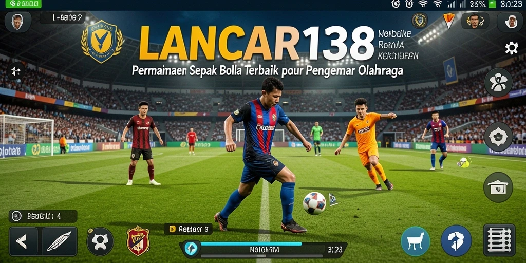 Tampilan layar gameplay LANCAR138 dengan aksi sepak bola mendebarkan.