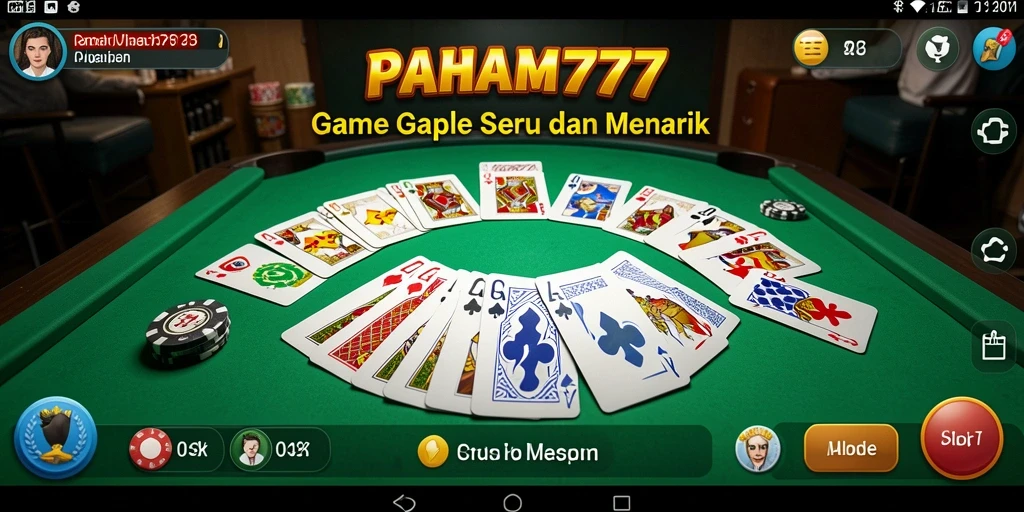 Tampilan gameplay seru PAHAM777 dengan kartu Gaple yang menarik.