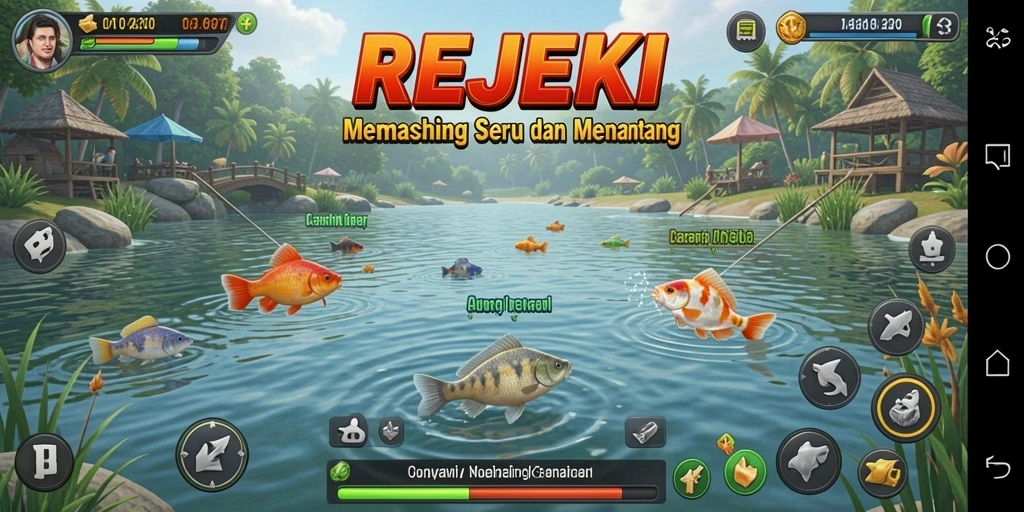 Tampilan gameplay memancing REJEKI dengan grafik menakjubkan.