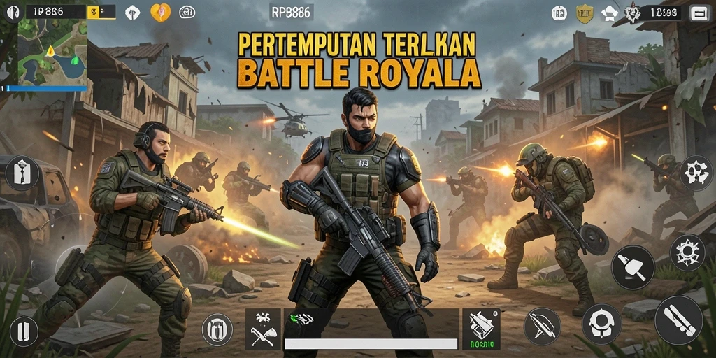 Gameplay mendebarkan dalam pertarungan Battle Royale yang intens.