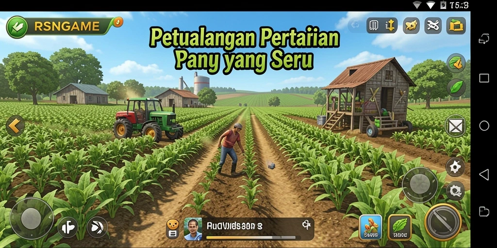 Tampilan gameplay RSNGAME yang menampilkan keseruan bertani.