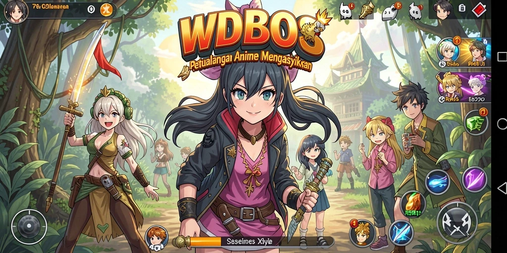 Tampilan gameplay WDBOS dengan karakter anime yang keren